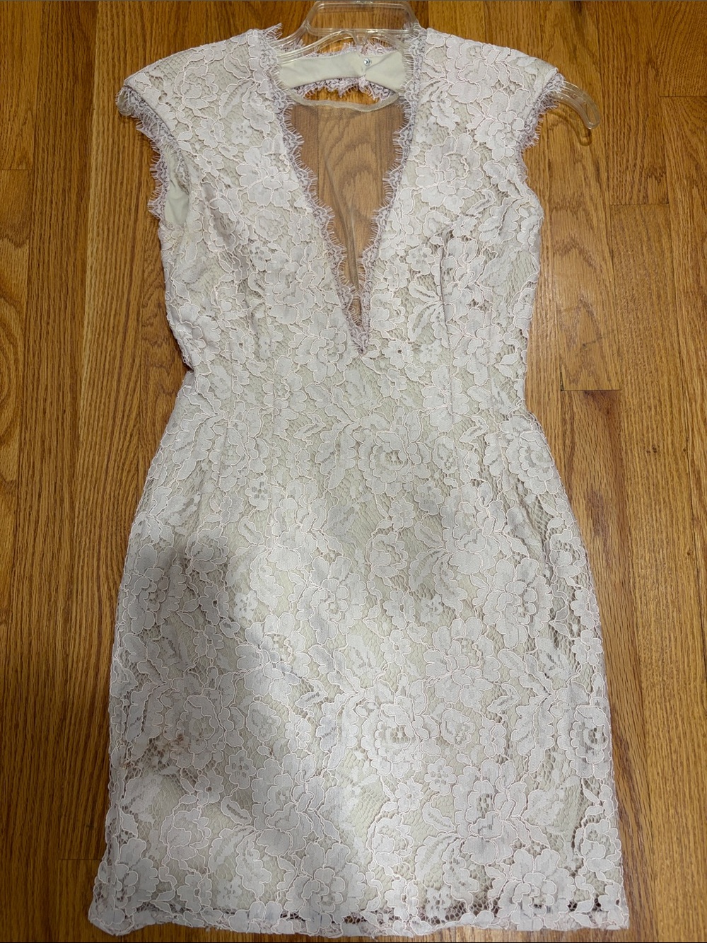 Ivory Lace V-Neck Mini Dress